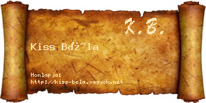 Kiss Béla névjegykártya